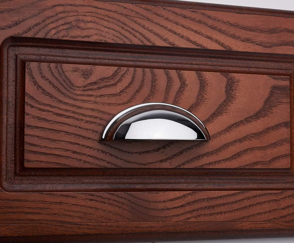 10 Pack 3 in Polished Chrome Cabinet Pulls, Drawer Handles 1808 | Sturdy Metal, Comfortable Grip, Bin Cup Hardware, Chrome Kitchen Cabinet Pulls, for Dresser Cupboard Bedroom Bathroom Vanity