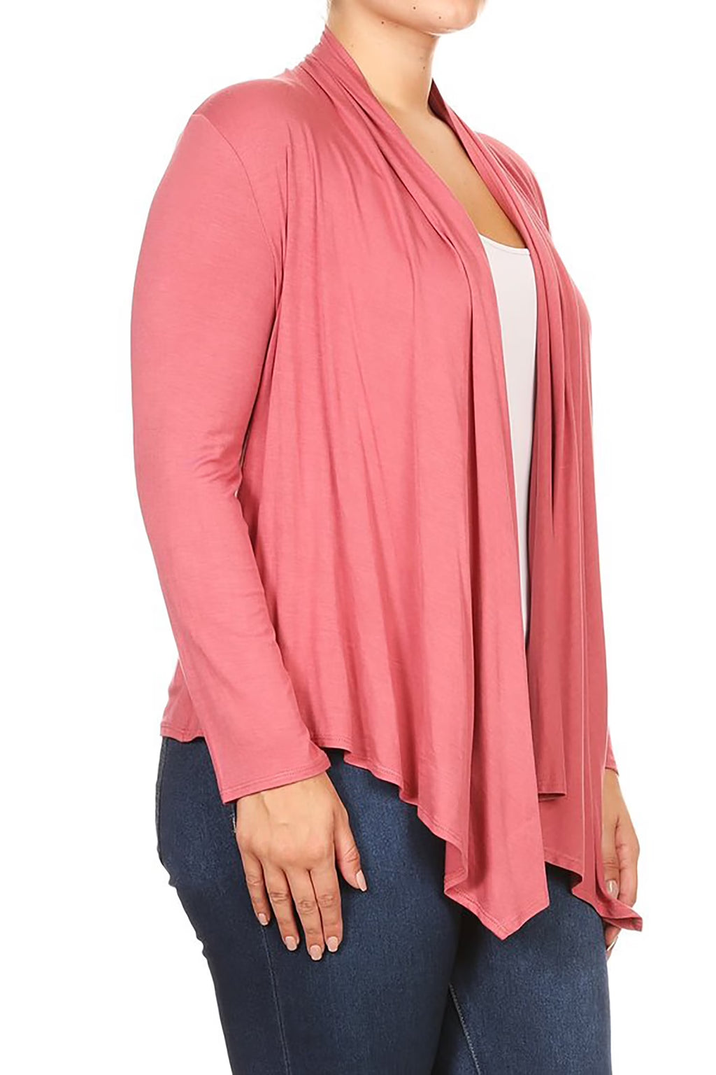 Women'S plus Size Soft Casual Drape Open Front Cardigan Long Sleeve