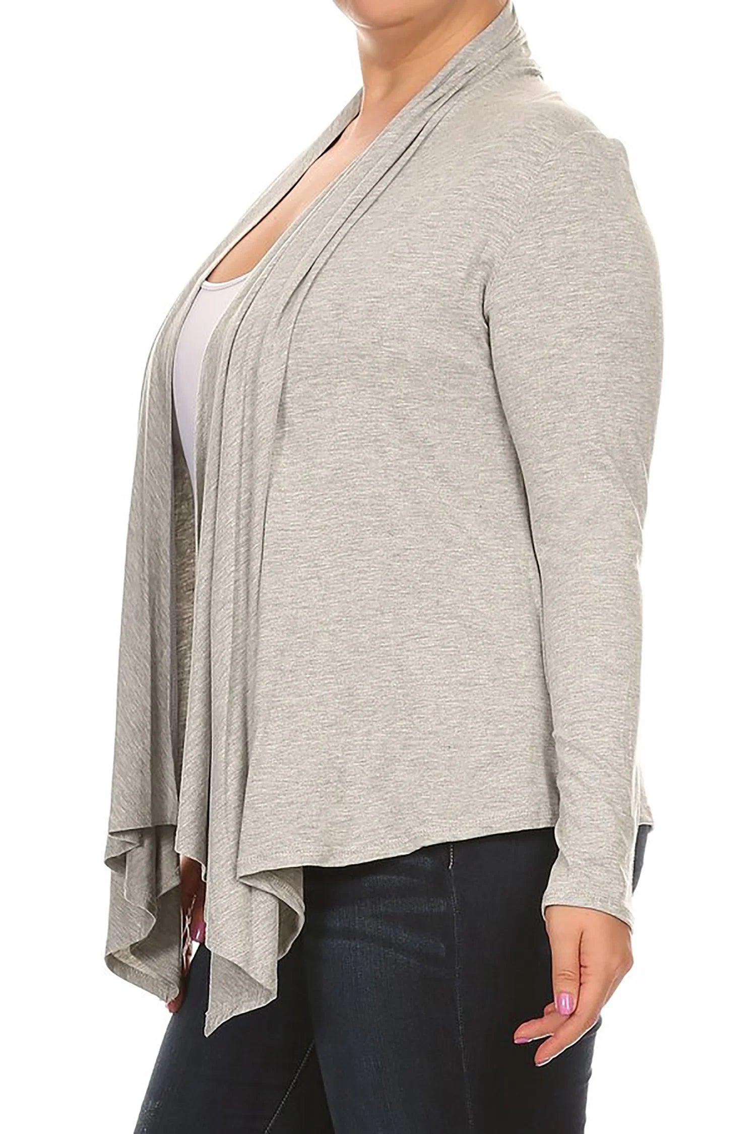 Women'S plus Size Soft Casual Drape Open Front Cardigan Long Sleeve