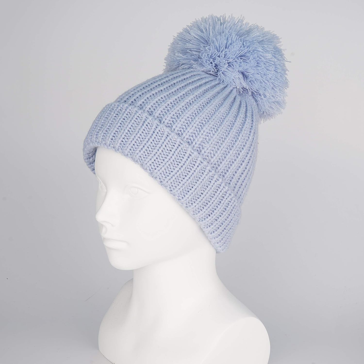 Winter Warm Knitted Baby Hats for Girls Pom Pom Kid Toddler Boys Beanies Cap with Fleece Lining