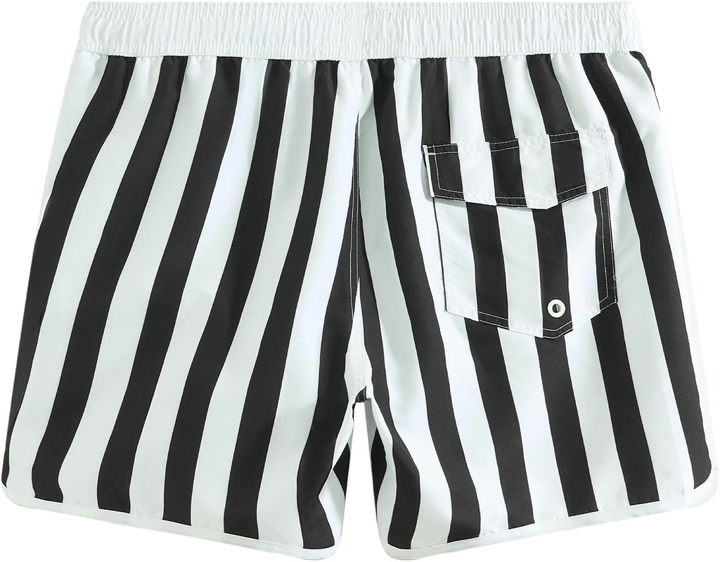Mens Boys Short 80S 90S Vintage Swim Trunks with Mesh Lining Quick Dry Swim Suits Board Shorts