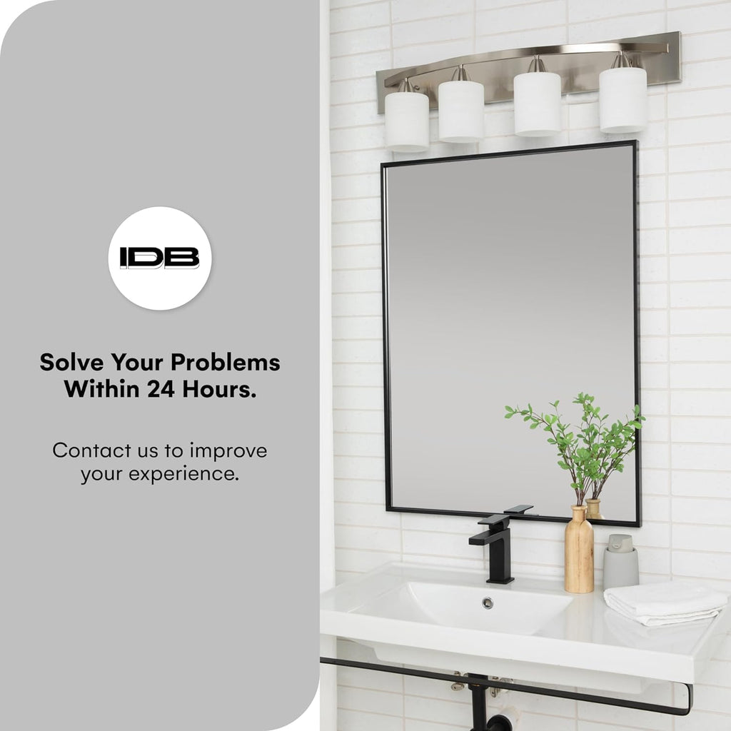 4-Lights Bathroom Vanity Lights - Alloy Steel Bathroom Light Fixtures for Mirrors - Oil-Rubbed Bronze Lighting Bar with Nickel Glass Shade - 8 X 32 X 9 Inches - Bulbs Not Included