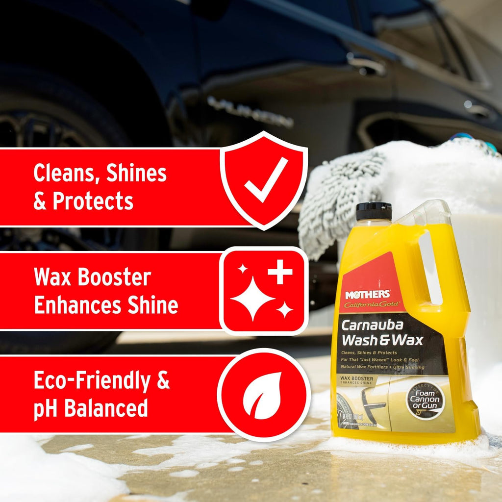 California Gold Carnauba Wash & Wax, 64 Oz. (05674) | Cleans, Shines & Protects, Gentle, Ph Balanced, Ultra-Sudsy, Spot-Free, Brilliant Finish, Won'T Strip Wax or Ceramic