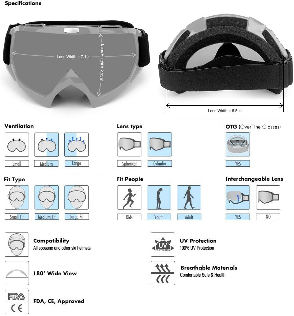 Dirt Bike ATV Goggles-Motorcycle Offroad Riding Dustproof, anti Fog | Goggles Glasses with anti UV, Dustproof, anti Fog Lenses for Men, Women, Youth