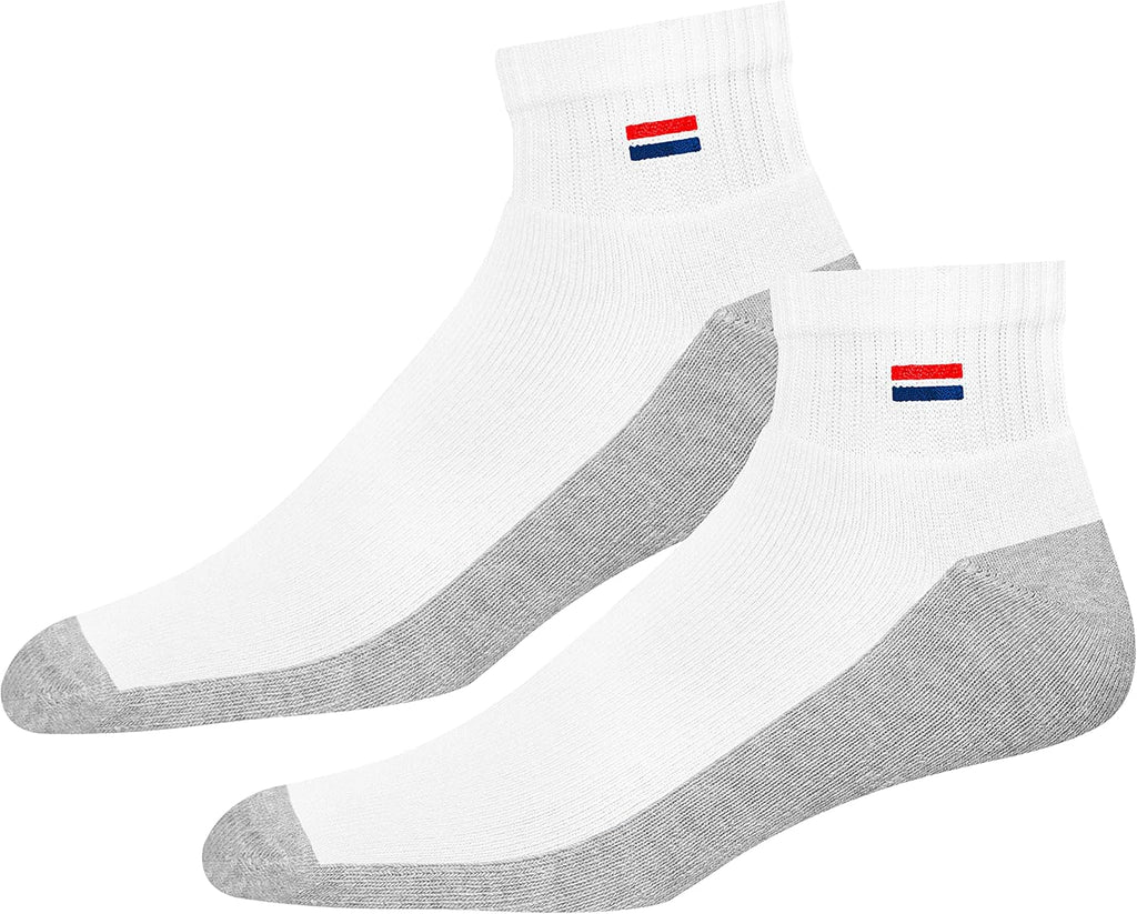 Men'S Cotton Socks Athletic Quarter Socks for Running, Training, Casual Wear Pack of 6