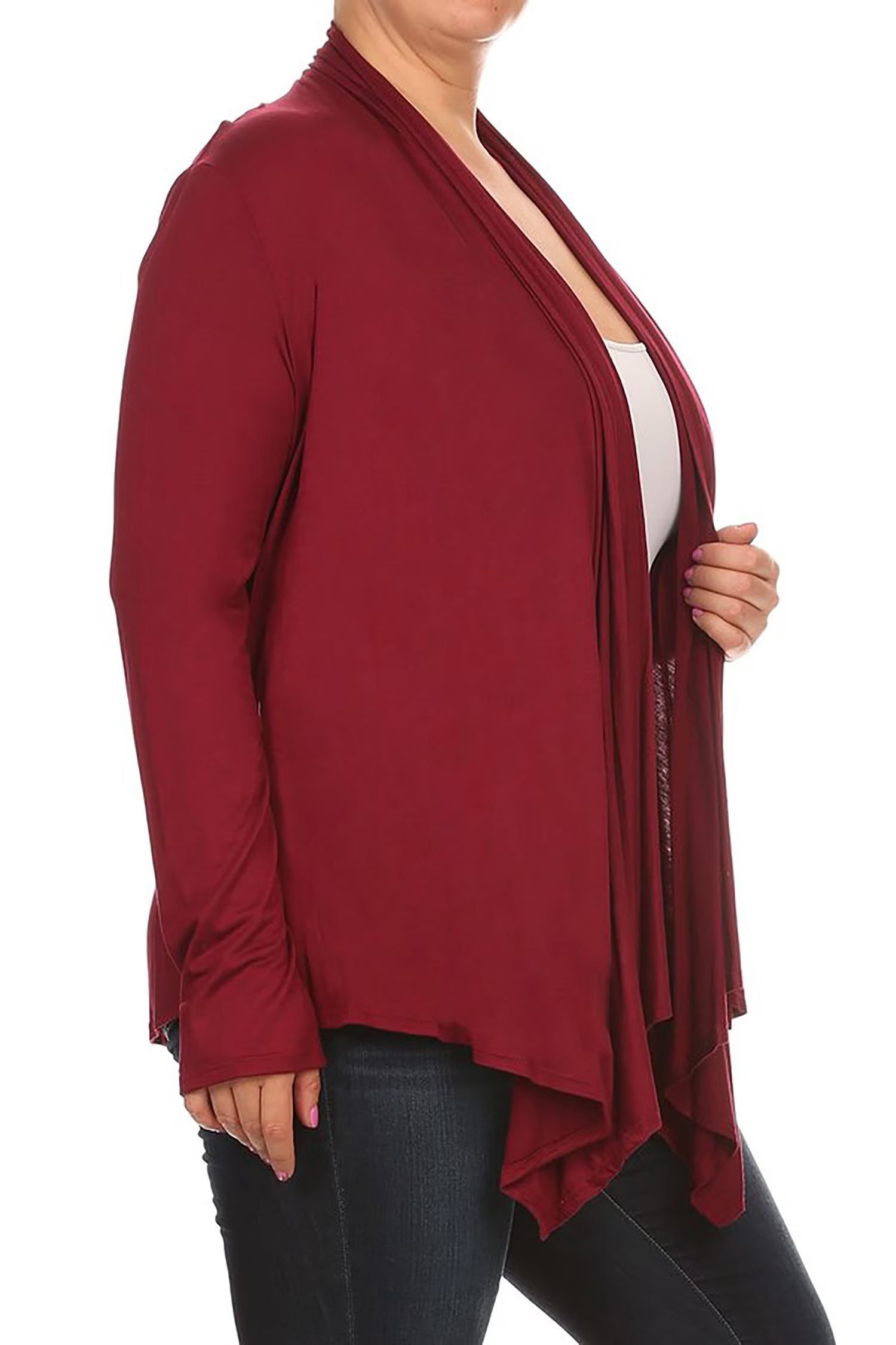 Women'S plus Size Soft Casual Drape Open Front Cardigan Long Sleeve