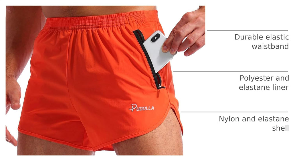 Men’S Running Shorts 3 Inch Quick Dry Gym Athletic Workout Shorts for Men with Zipper Pockets