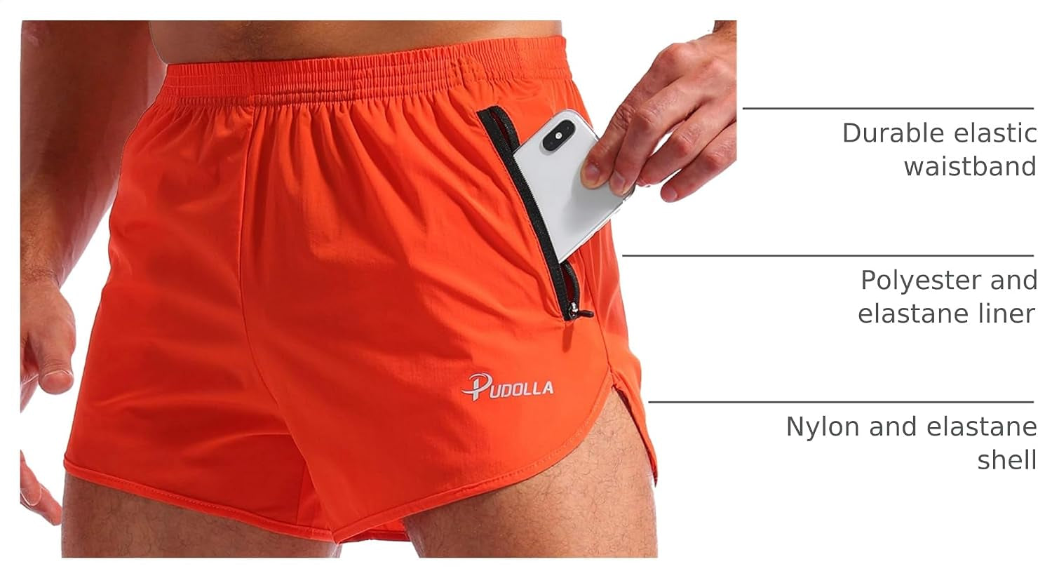 Men’S Running Shorts 3 Inch Quick Dry Gym Athletic Workout Shorts for Men with Zipper Pockets