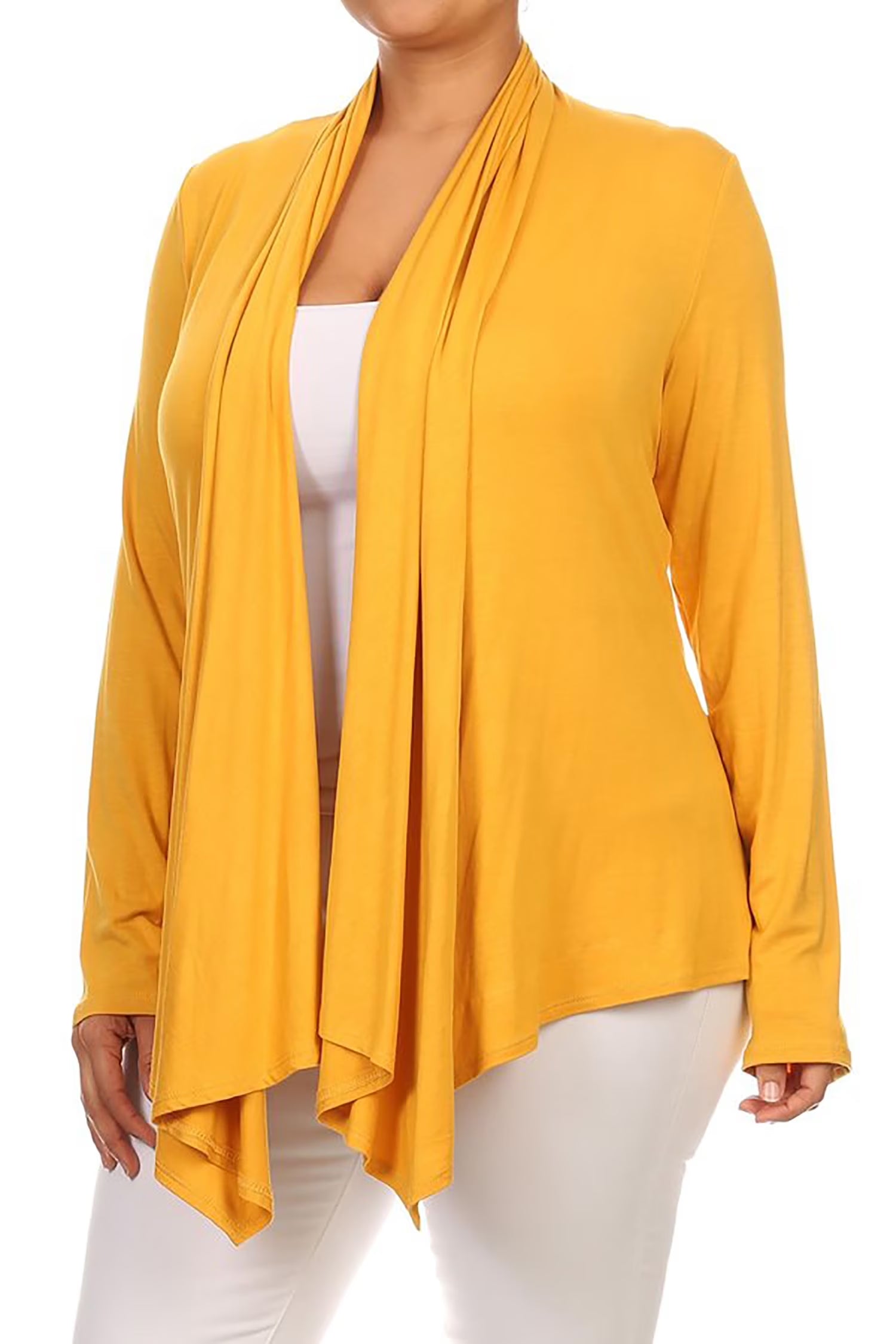 Women'S plus Size Soft Casual Drape Open Front Cardigan Long Sleeve