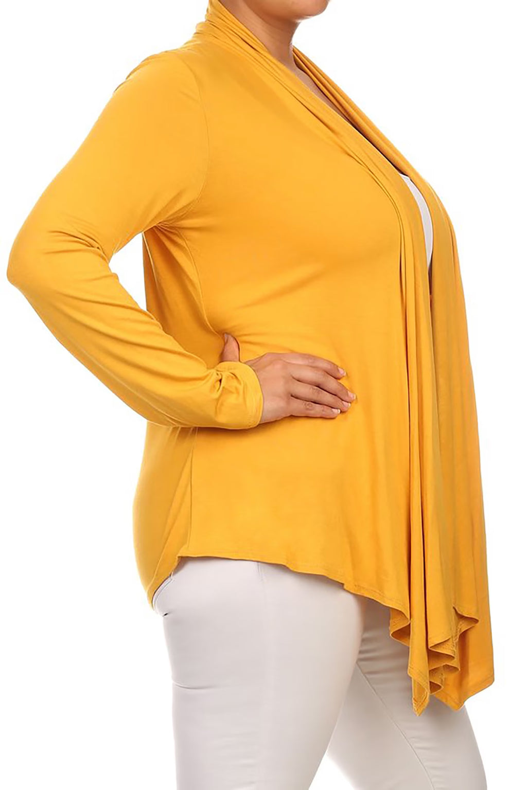 Women'S plus Size Soft Casual Drape Open Front Cardigan Long Sleeve