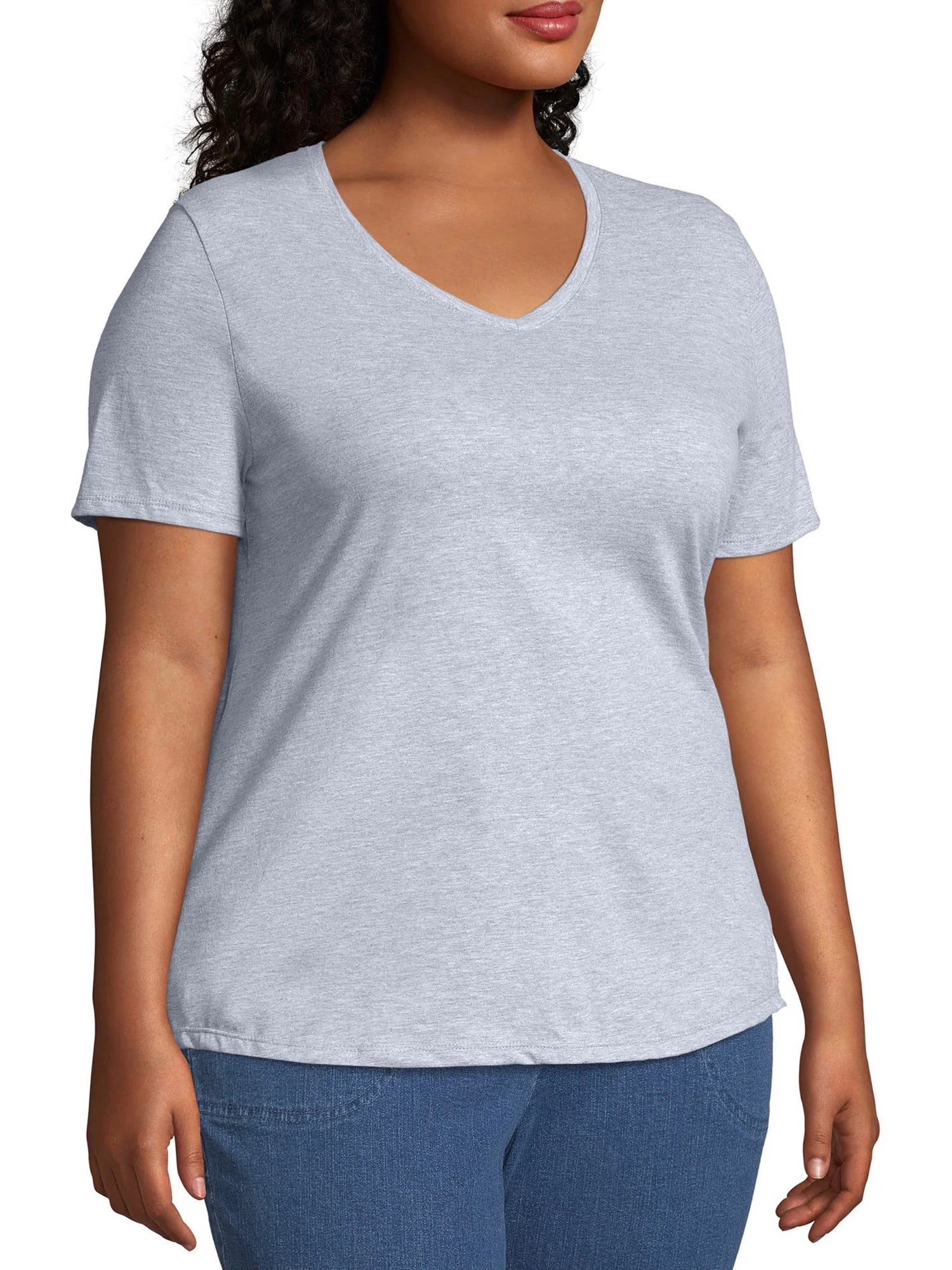 JMS by Hanes Women'S plus Size Short Sleeve V-Neck Tee