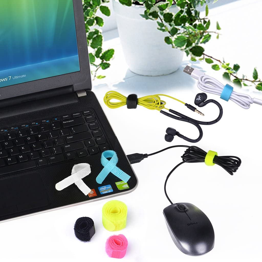 Pack of 20 Reusable Cord Organizer Keeper Holder, Fastening Cable Ties Straps for Earbud Headphones Phones Electronics Electrical Computer PC Wire Wrap Management, Assorted 3 Size and 5 Color
