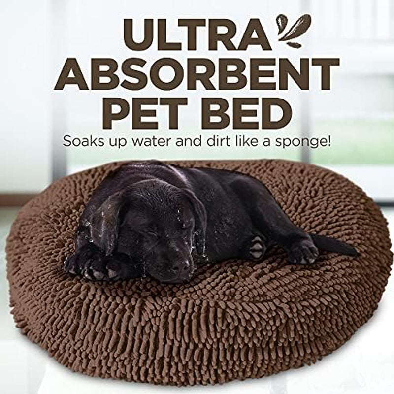 Soggy Doggy Super Snoozer round Dog Bed, Dark Chocolate, Medium 24"X24"X6" | Removable, Zip-Off Washable Cover; Plush round Design; for Small to Large Breeds; Car & Living Room Use