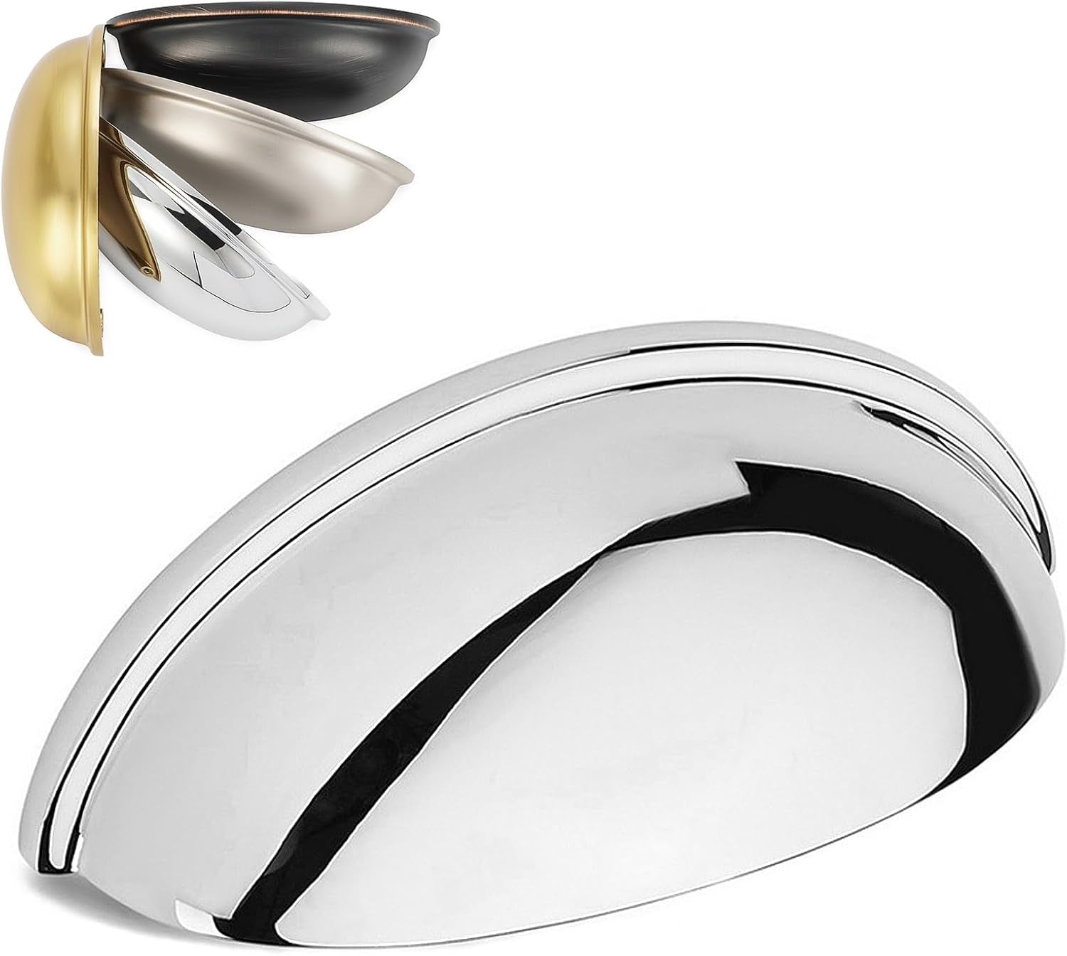 10 Pack 3 in Polished Chrome Cabinet Pulls, Drawer Handles 1808 | Sturdy Metal, Comfortable Grip, Bin Cup Hardware, Chrome Kitchen Cabinet Pulls, for Dresser Cupboard Bedroom Bathroom Vanity