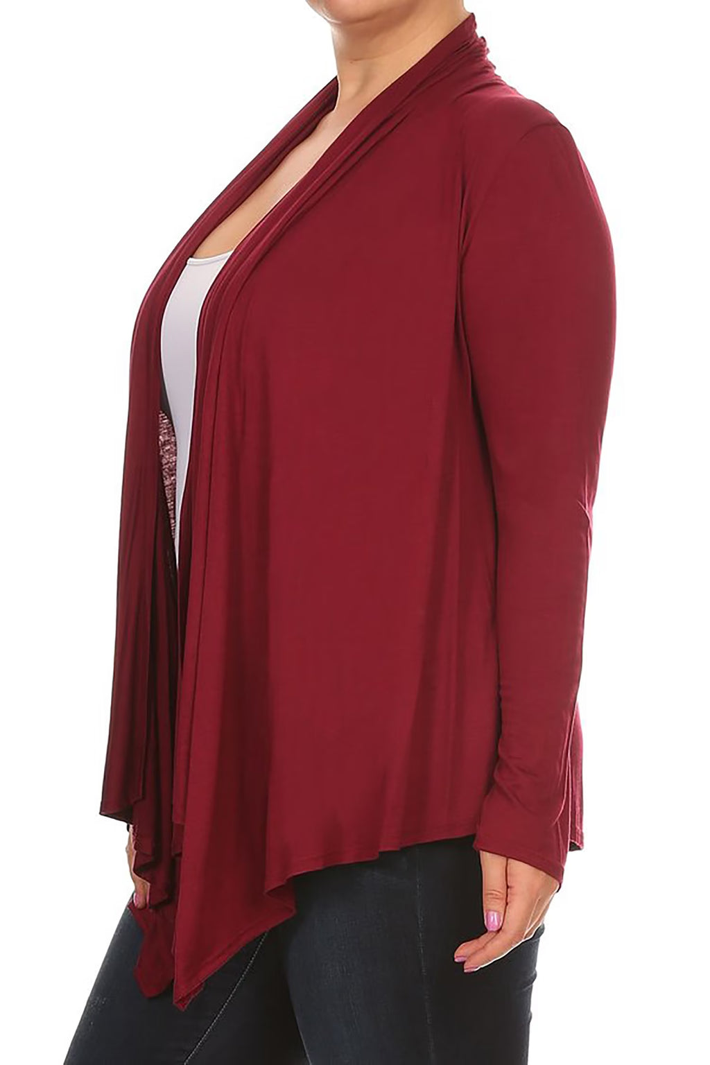 Women'S plus Size Soft Casual Drape Open Front Cardigan Long Sleeve