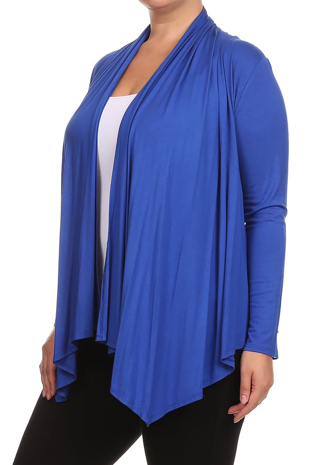 Women'S plus Size Soft Casual Drape Open Front Cardigan Long Sleeve