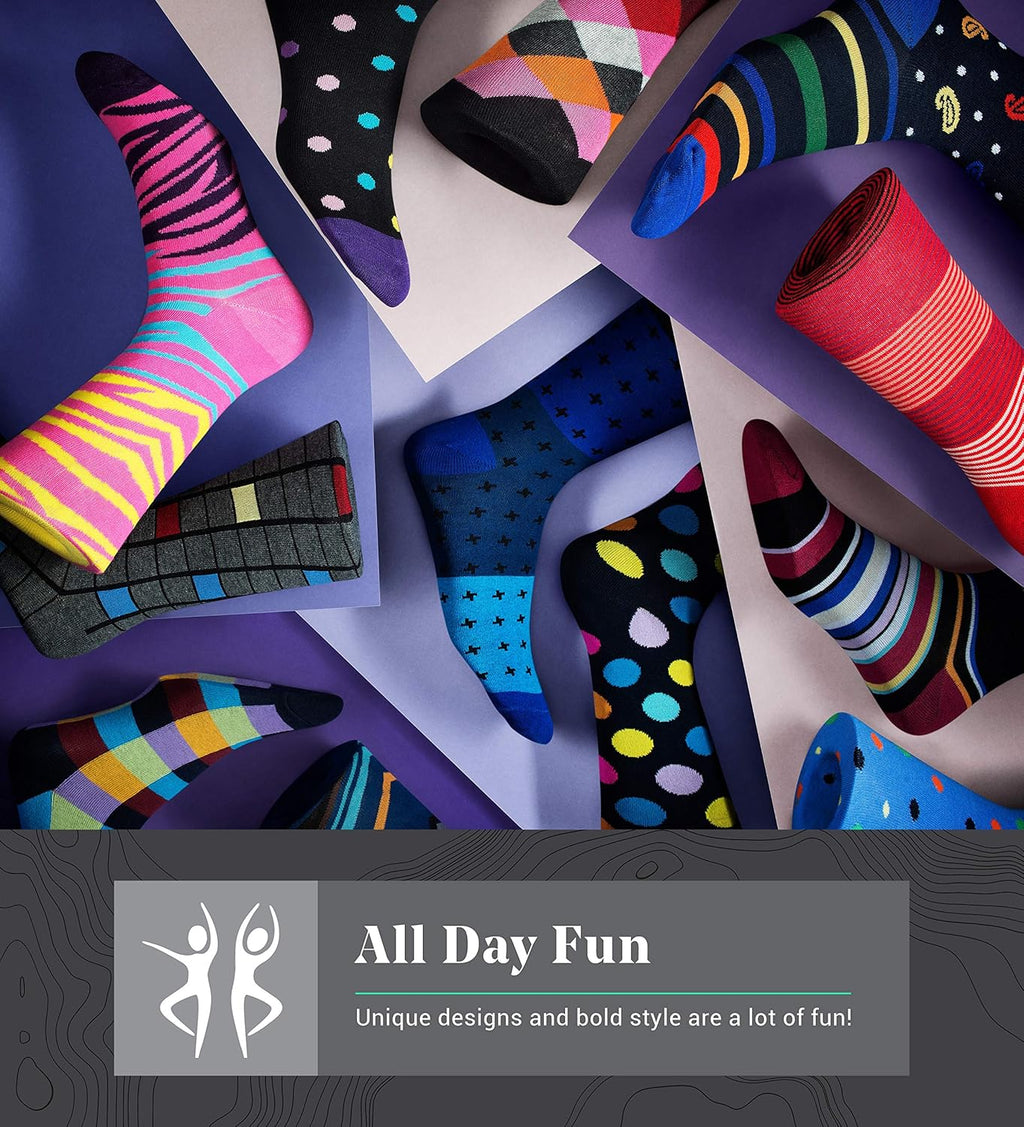 Mio Marino Men'S Dress Socks - Colorful Funky Socks for Men - 12 Pack - Retro Collection - 13-15