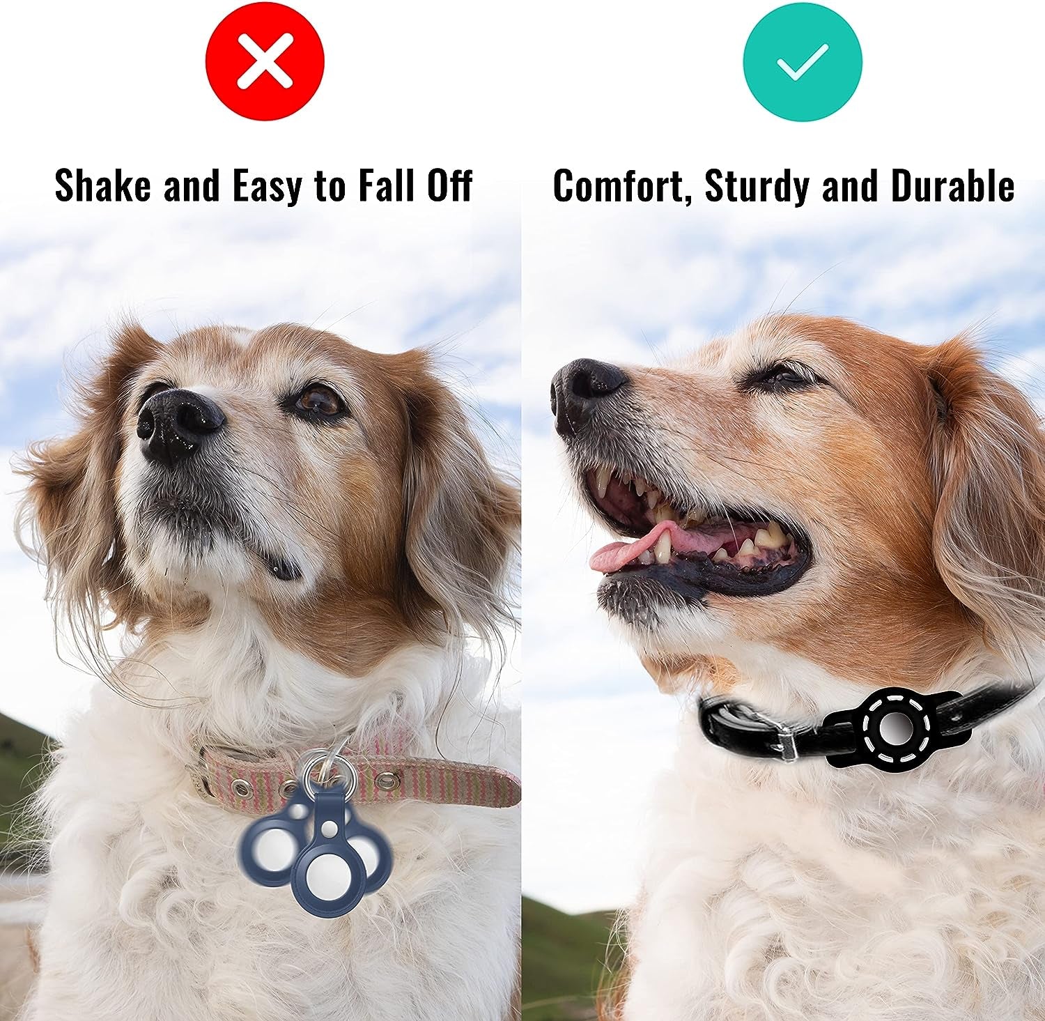 For Air Tag Cat Collar Holder for Apple Air Tag, 2 Pack of Pet Collar Holder for Cat and Small Dog Collar within 1/2 Inch and 2 Pack Protector for Air Tag