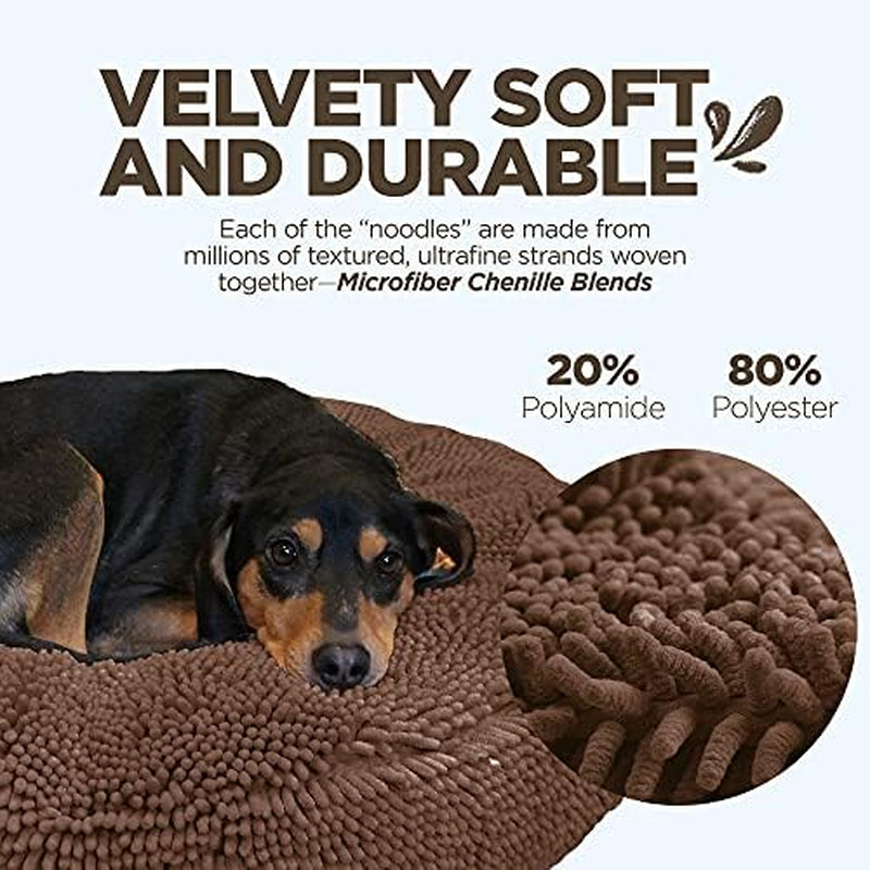 Soggy Doggy Super Snoozer round Dog Bed, Dark Chocolate, Medium 24"X24"X6" | Removable, Zip-Off Washable Cover; Plush round Design; for Small to Large Breeds; Car & Living Room Use