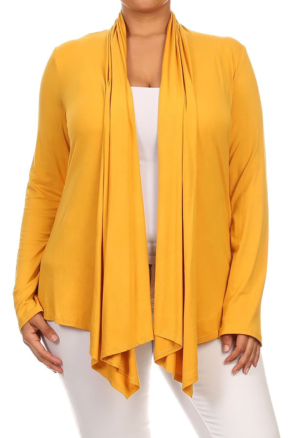 Women'S plus Size Soft Casual Drape Open Front Cardigan Long Sleeve