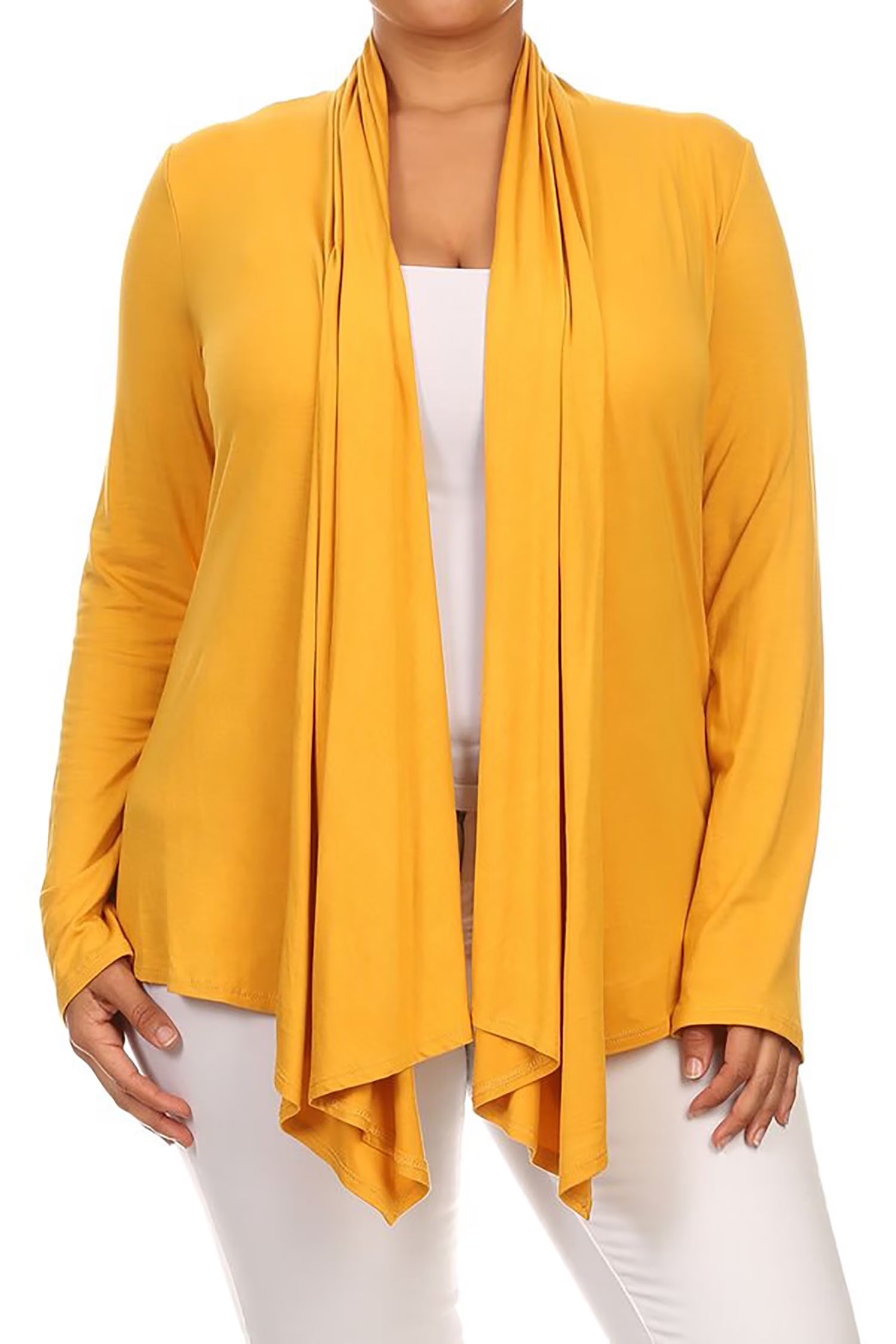 Women'S plus Size Soft Casual Drape Open Front Cardigan Long Sleeve