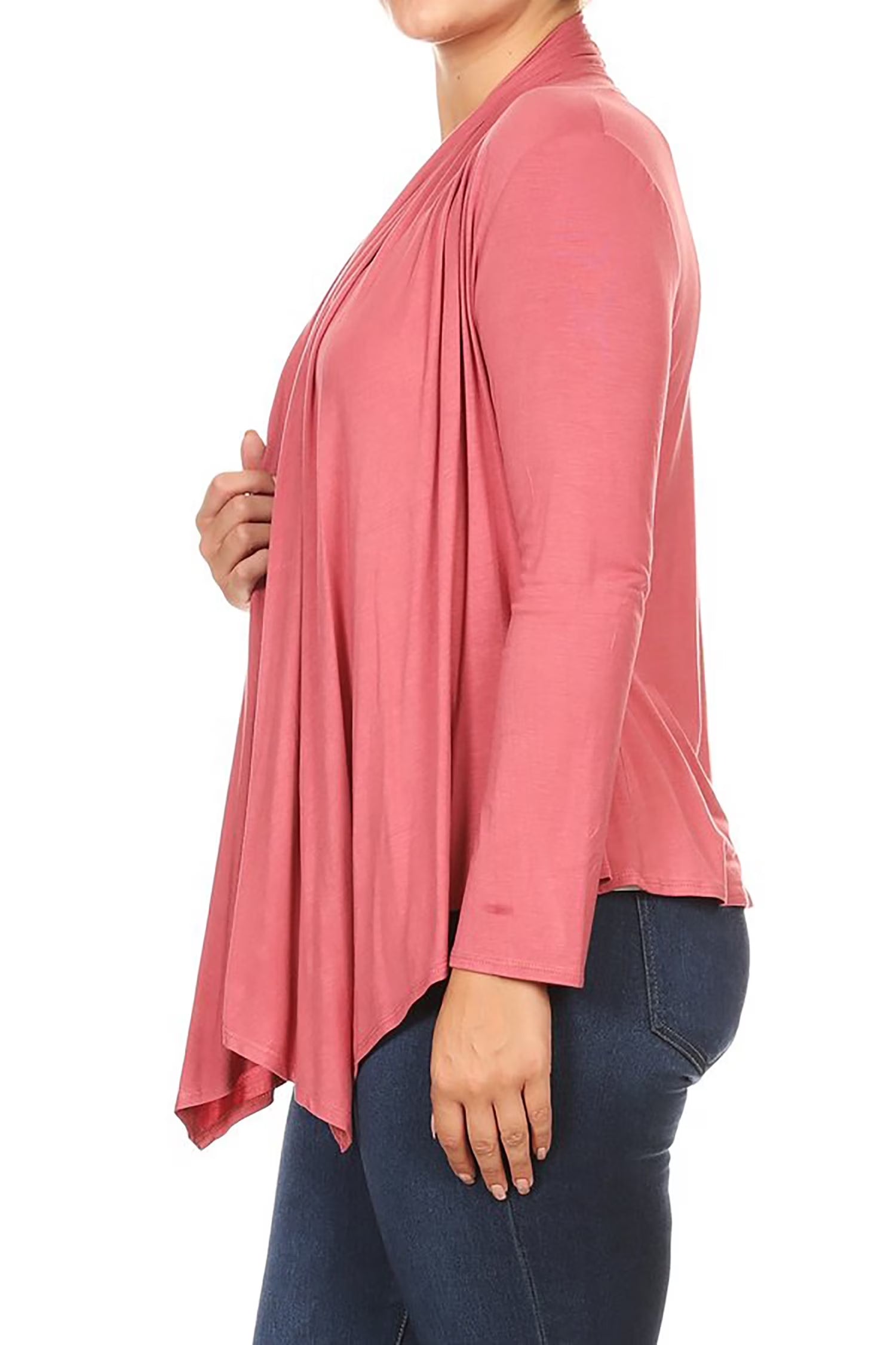 Women'S plus Size Soft Casual Drape Open Front Cardigan Long Sleeve
