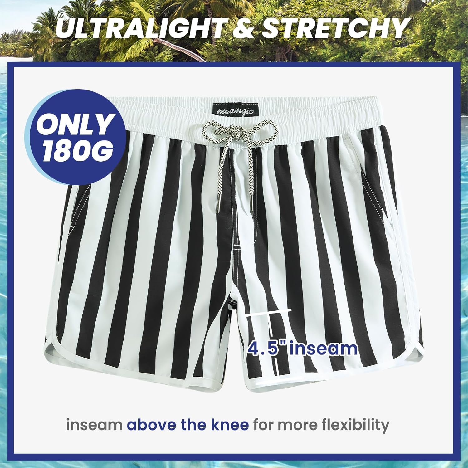 Mens Boys Short 80S 90S Vintage Swim Trunks with Mesh Lining Quick Dry Swim Suits Board Shorts
