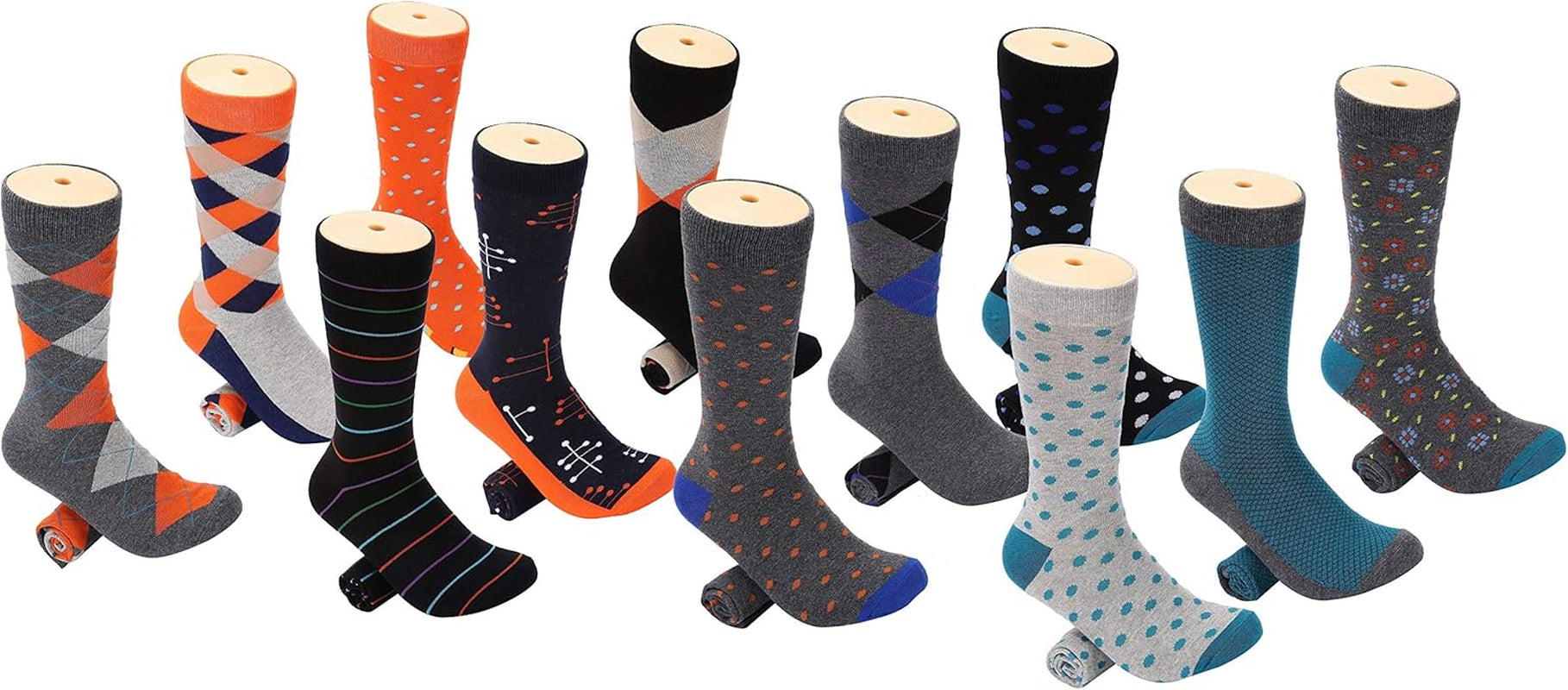 Mio Marino Men'S Dress Socks - Colorful Funky Socks for Men - 12 Pack - Retro Collection - 13-15