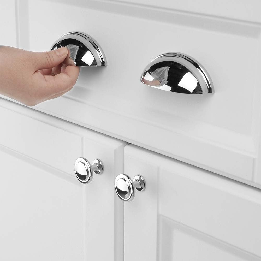 10 Pack 3 in Polished Chrome Cabinet Pulls, Drawer Handles 1808 | Sturdy Metal, Comfortable Grip, Bin Cup Hardware, Chrome Kitchen Cabinet Pulls, for Dresser Cupboard Bedroom Bathroom Vanity