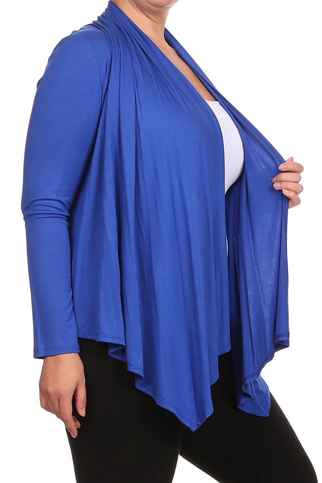 Women'S plus Size Soft Casual Drape Open Front Cardigan Long Sleeve