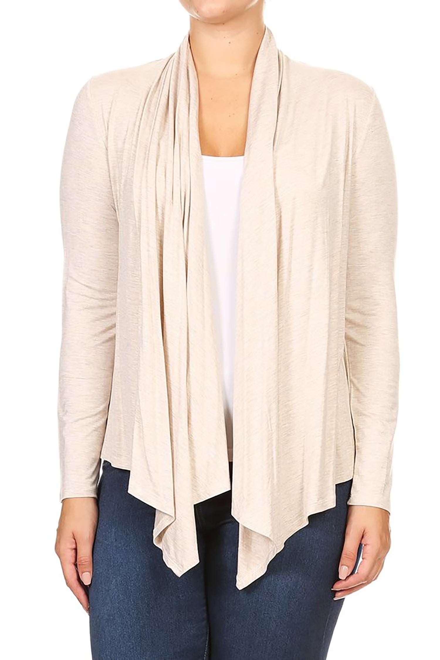 Women'S plus Size Soft Casual Drape Open Front Cardigan Long Sleeve