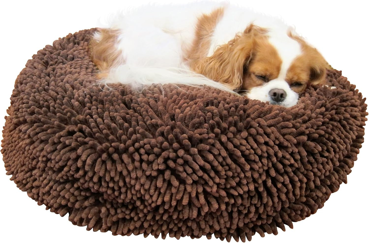 Soggy Doggy Super Snoozer round Dog Bed, Dark Chocolate, Medium 24"X24"X6" | Removable, Zip-Off Washable Cover; Plush round Design; for Small to Large Breeds; Car & Living Room Use