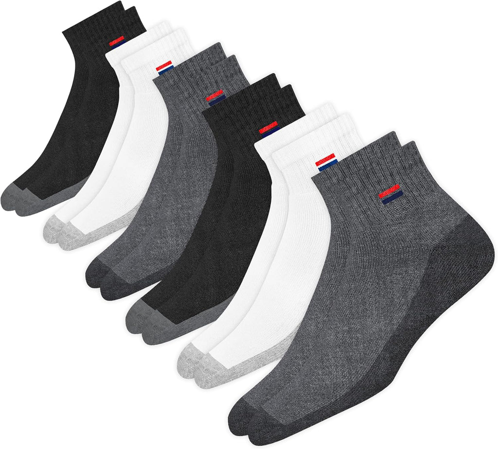 Men'S Cotton Socks Athletic Quarter Socks for Running, Training, Casual Wear Pack of 6