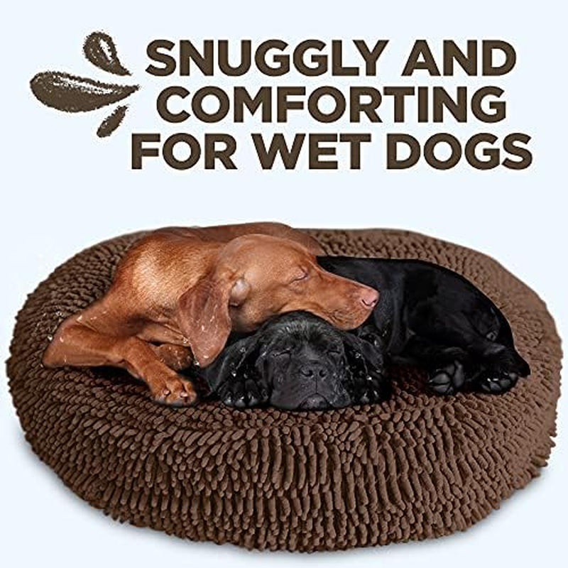 Soggy Doggy Super Snoozer round Dog Bed, Dark Chocolate, Medium 24"X24"X6" | Removable, Zip-Off Washable Cover; Plush round Design; for Small to Large Breeds; Car & Living Room Use