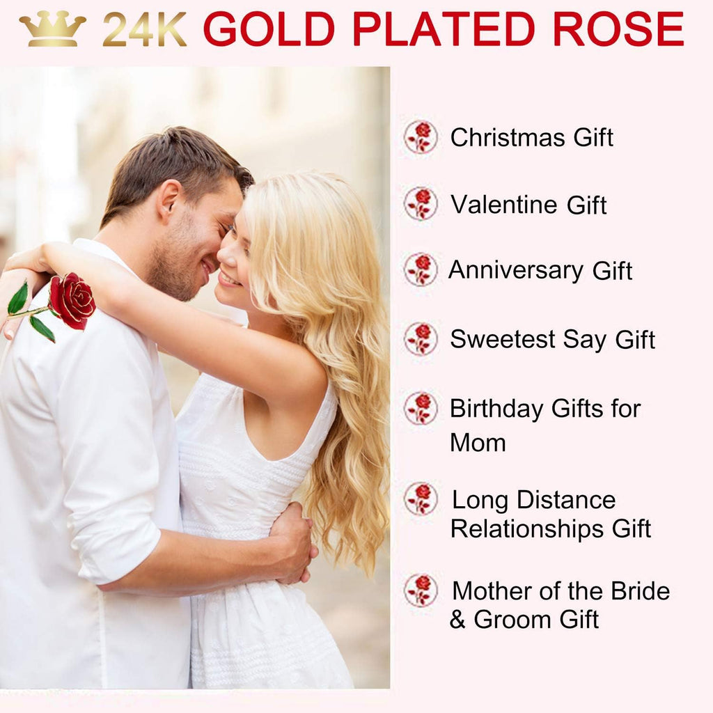 Gold Dipped Rose 24K with Gift Box, Stand & Writable Card – Valentines Day Gift for Her, Wife or Mom, Forever Preserved Rose - Romantic Flower Keepsake, Elegant Gift for Anniversary & Special Moments