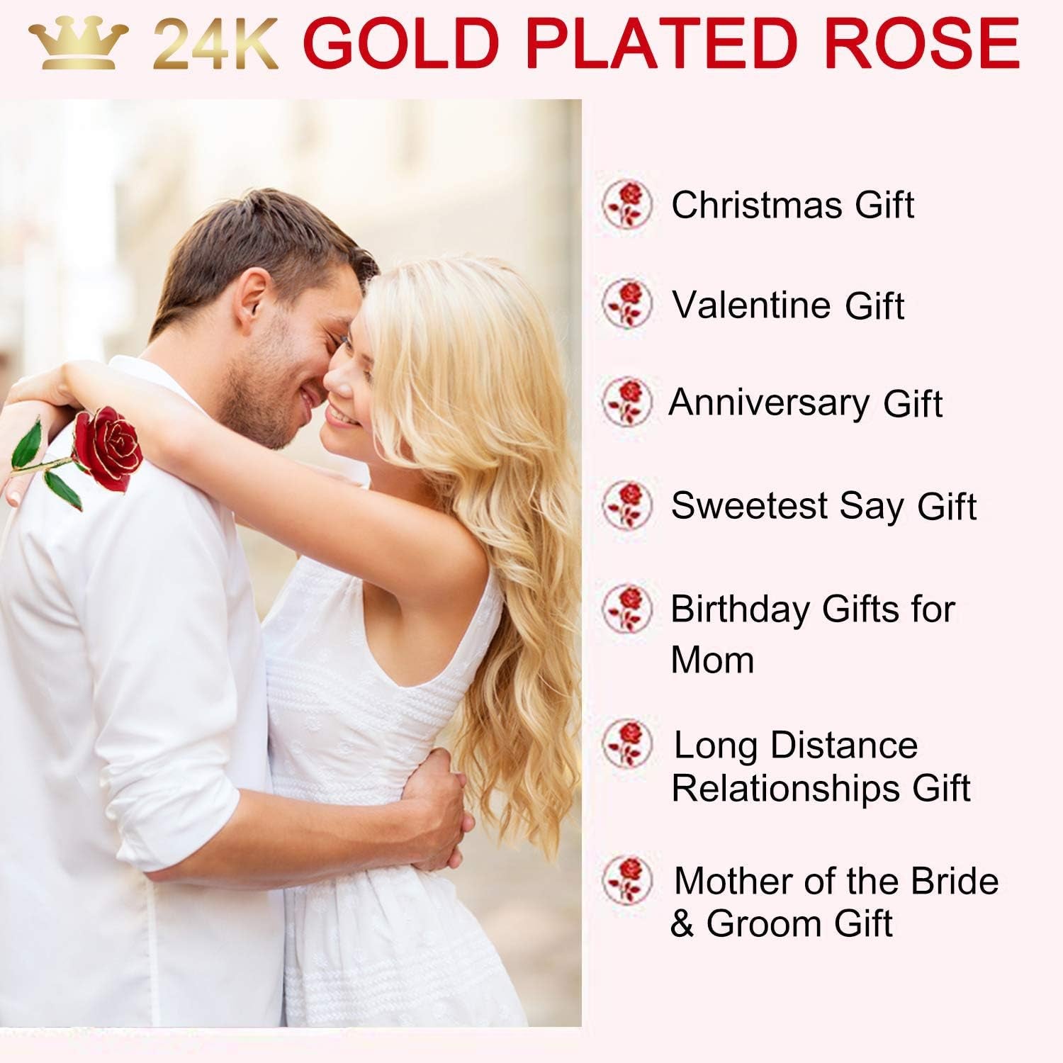 Gold Dipped Rose 24K with Gift Box, Stand & Writable Card – Valentines Day Gift for Her, Wife or Mom, Forever Preserved Rose - Romantic Flower Keepsake, Elegant Gift for Anniversary & Special Moments