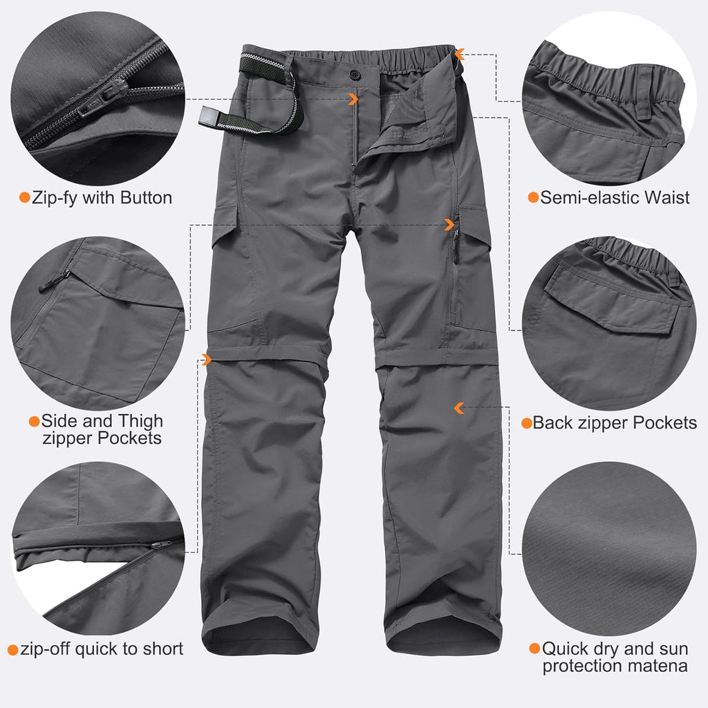 Boy Scout Pants Hiking Mens Convertible Zip off Safari Fishing | Outdoor Cargo Quick Dry Lightweight Breathable Stretchy UPF 50 Water Resistant Camping Travel Backpacking Hunting