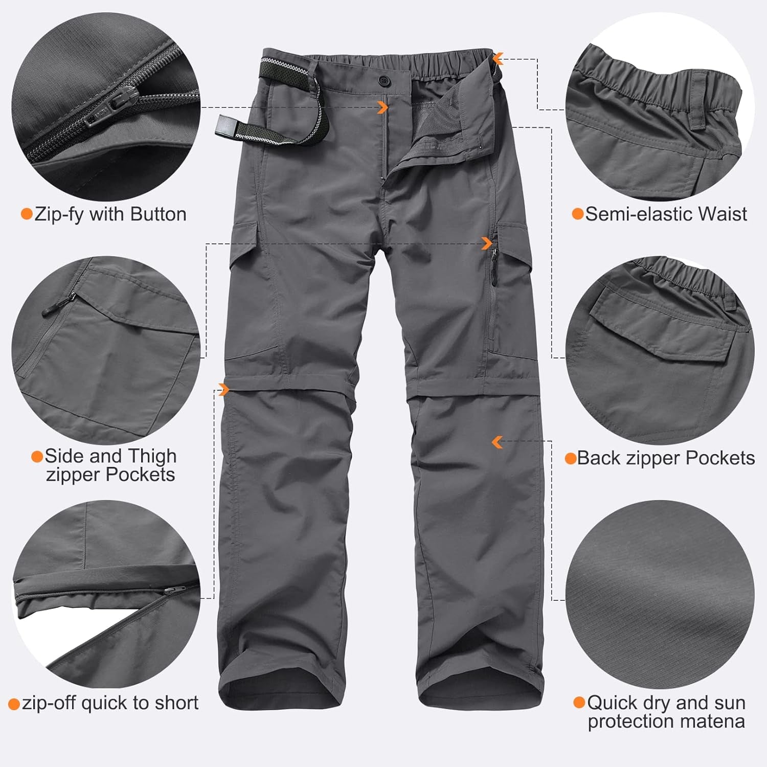 Boy Scout Pants Hiking Mens Convertible Zip off Safari Fishing | Outdoor Cargo Quick Dry Lightweight Breathable Stretchy UPF 50 Water Resistant Camping Travel Backpacking Hunting