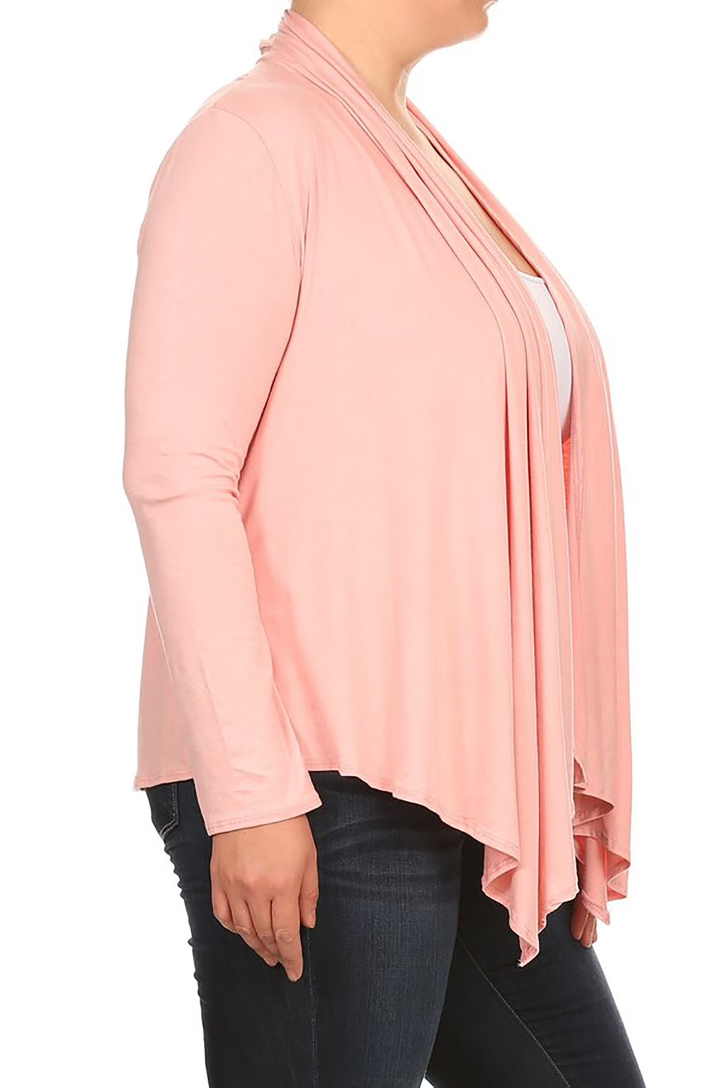Women'S plus Size Soft Casual Drape Open Front Cardigan Long Sleeve