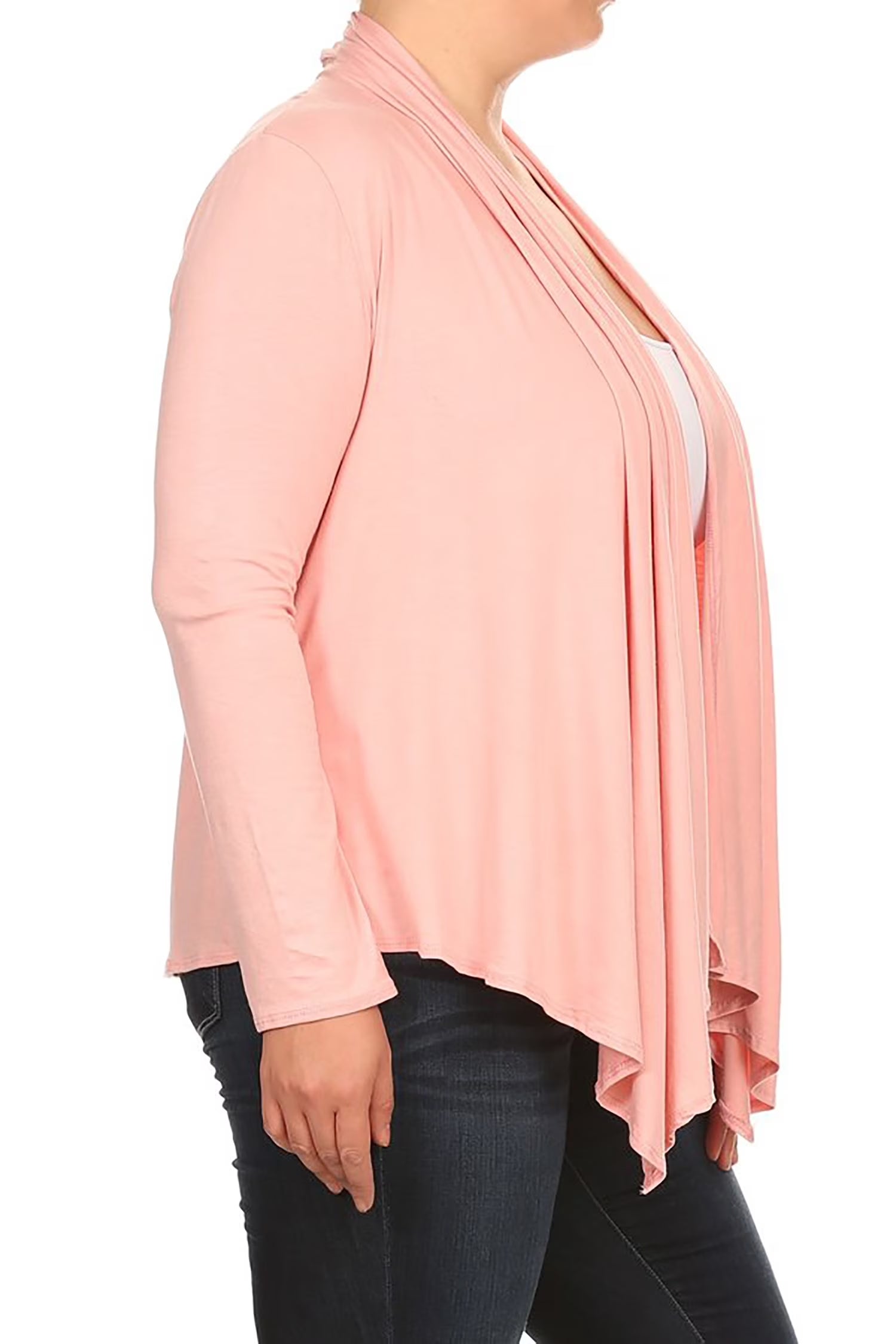 Women'S plus Size Soft Casual Drape Open Front Cardigan Long Sleeve