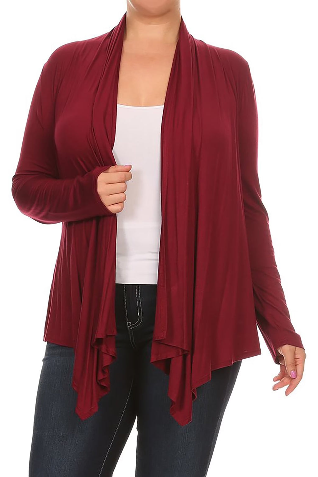 Women'S plus Size Soft Casual Drape Open Front Cardigan Long Sleeve