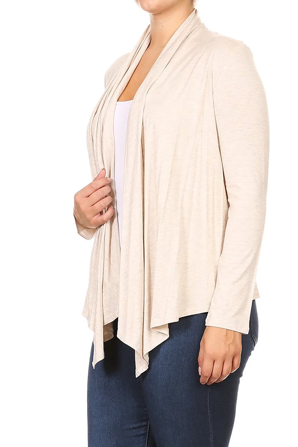 Women'S plus Size Soft Casual Drape Open Front Cardigan Long Sleeve