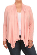 Women'S plus Size Soft Casual Drape Open Front Cardigan Long Sleeve