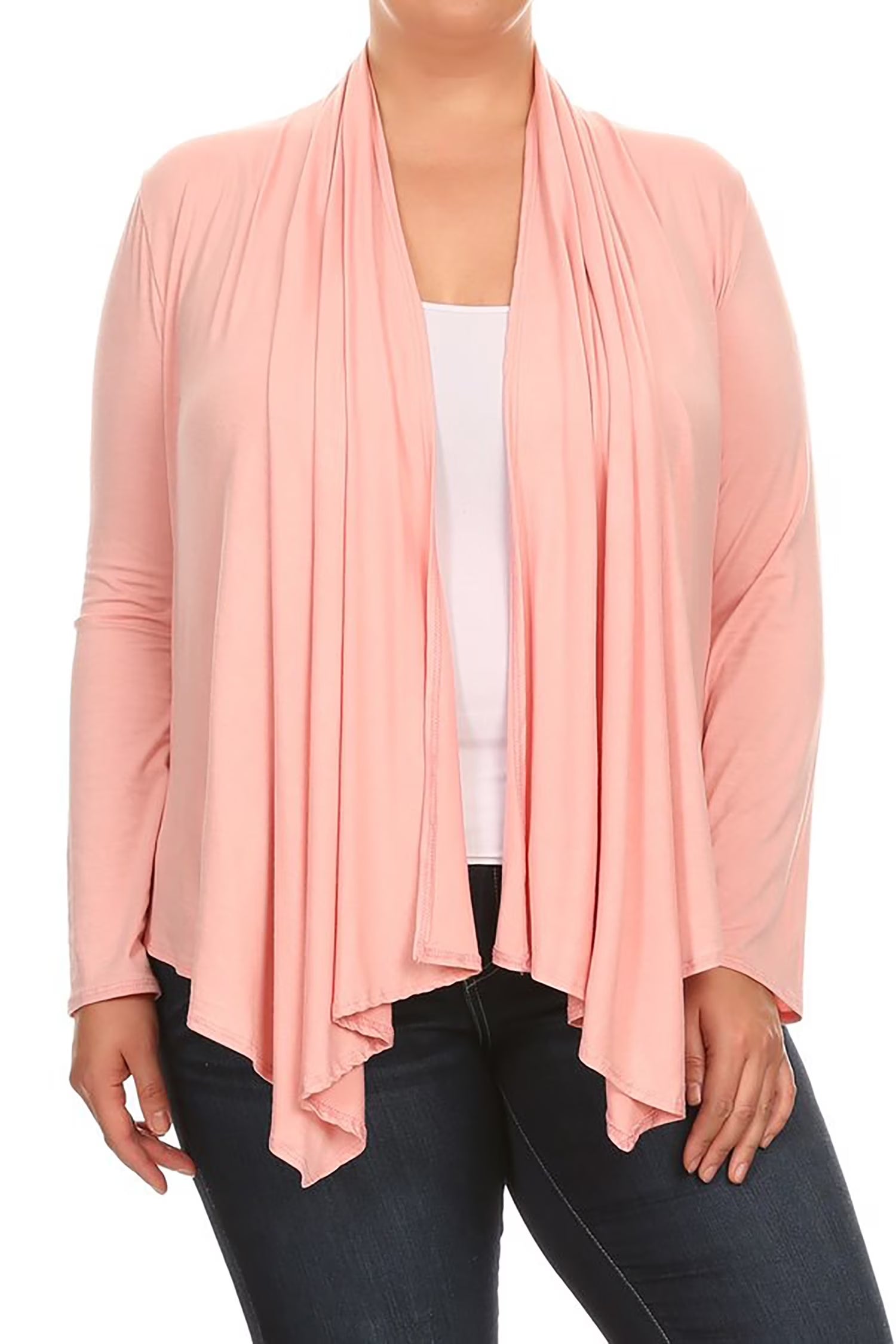 Women'S plus Size Soft Casual Drape Open Front Cardigan Long Sleeve