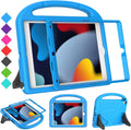 Kids Case for Ipad 9Th/8Th/7Th Generation - Ipad 10.2 Inch 2021/2020/2019 Case with Built-In Screen Protector, Durable Shockproof Handle Stand Kids Cover for Apple Ipad 7/8/9 Gen, Blue