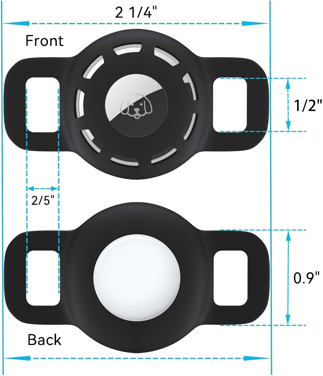 For Air Tag Cat Collar Holder for Apple Air Tag, 2 Pack of Pet Collar Holder for Cat and Small Dog Collar within 1/2 Inch and 2 Pack Protector for Air Tag