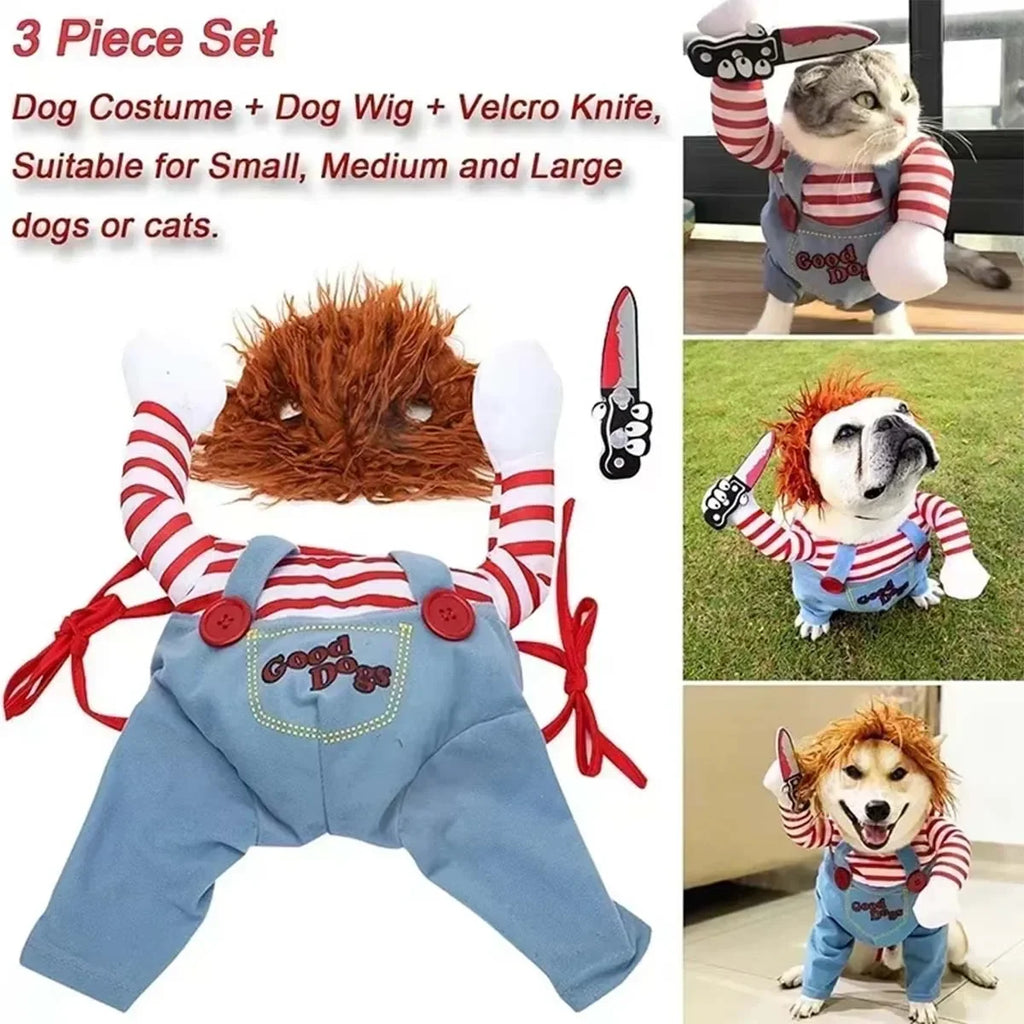 Pet Festival Funny Set Halloween Cat Dog Costumes Novelty Adjustable Pet Cosplay Clothes For Cats Medium Large Dogs Bulldog Pug