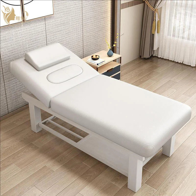 Spa Therapy Bed With Wooden Structure And Adjustable Cushion For Salon Use