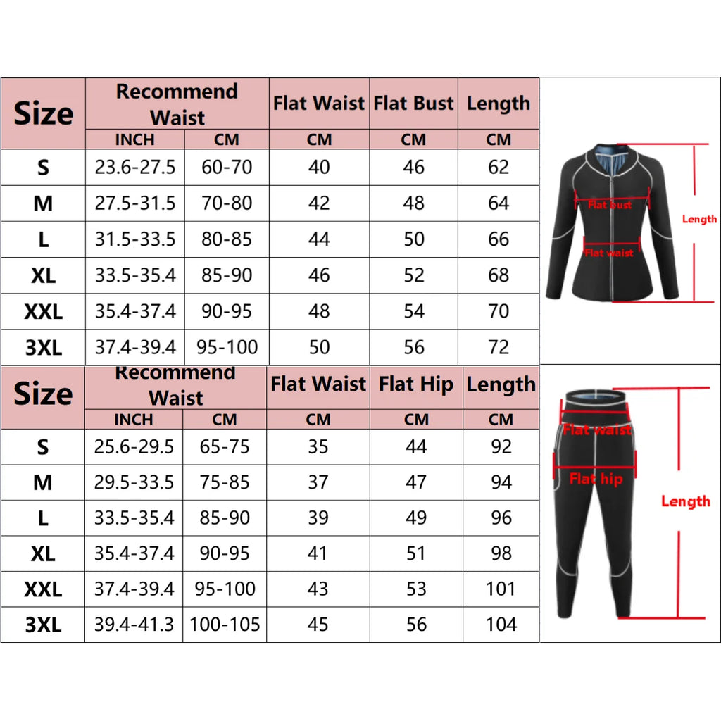 Sauna Suits Women Gym Clothing Sets Fat Burning Shapewear Coats Tops Fitness Sportswear Weight Loss Sweating Sports Leggings