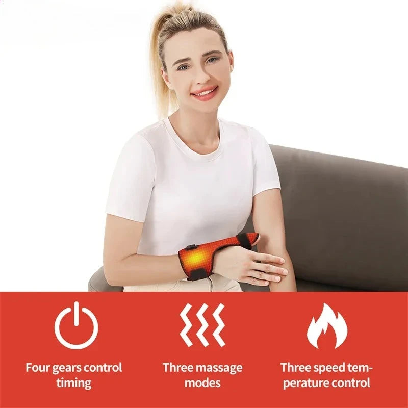 Heated Massage Thumb Support -Vibration Massager Hot Compress Relieves Wrist Fatigue Discomfort 3-Level Timer Tenosynovitis